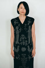 Load image into Gallery viewer, black merino wool vest dress narrative Uzbek designs