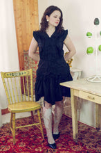 Load image into Gallery viewer, SERAFINA SHORT DRESS WITH PLEATED RUFFLE IN BLACK