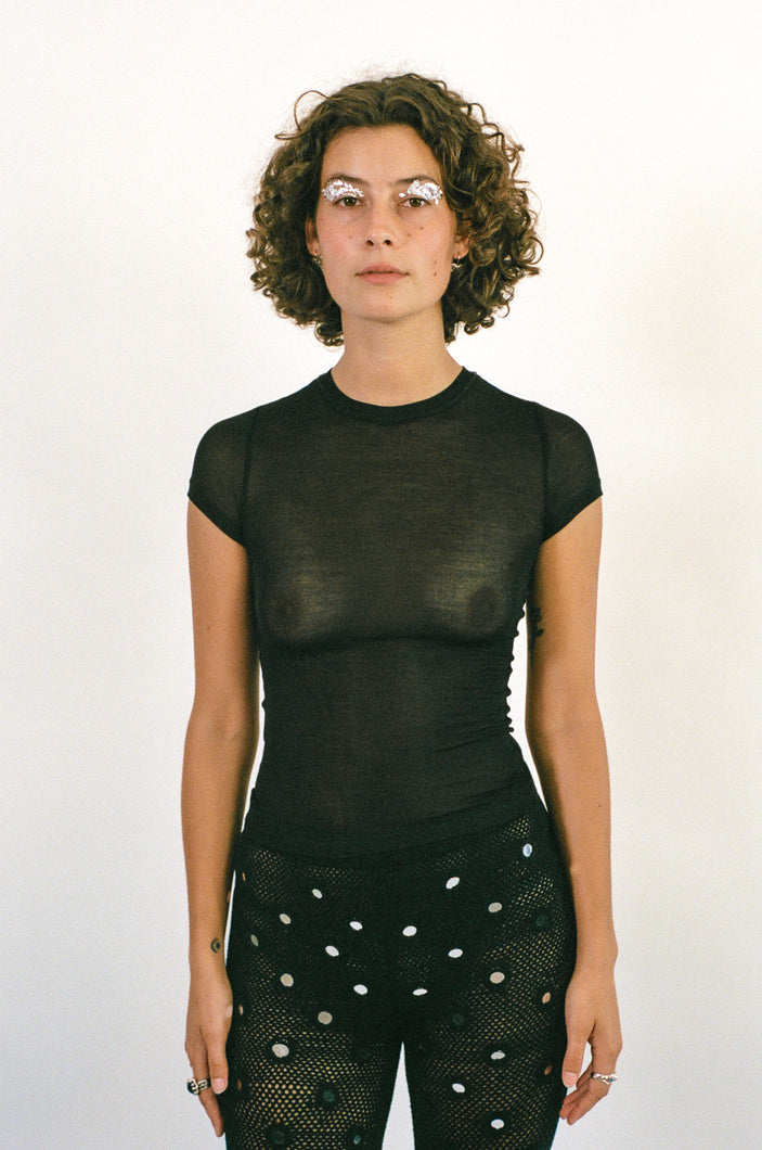 SHEER BABY TEE IN BLACK