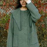 SHELL SCARF DROP MIDI COAT IN GREY