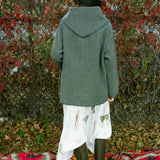 SHELL SCARF DROP MIDI COAT IN GREY