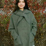 SHELL SCARF DROP MIDI COAT IN GREY