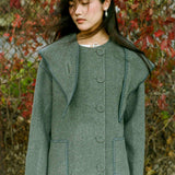 SHELL SCARF DROP MIDI COAT IN GREY
