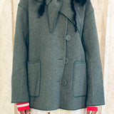 SHELL SCARF DROP MIDI COAT IN GREY