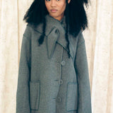 SHELL SCARF DROP MIDI COAT IN GREY