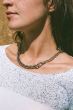 Load image into Gallery viewer, platinum plated brass patterned chain necklace