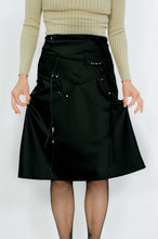 Load image into Gallery viewer, black satin A line skirt evil eye beads