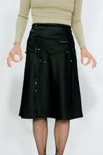 Load image into Gallery viewer, black satin A line skirt evil eye beads