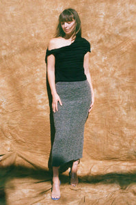 SOLA HAND KNIT MAXI SKIRT IN DARK GREY