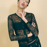 LACE SOPHIE CARDIGAN IN BLACK