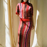SURI BRUSHED MIDI SKIRT IN POMEGRANATE MIX
