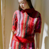 SURI BRUSHED SHORT SLEEVE TOP IN POMEGRANATE MIX