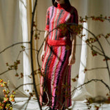 SURI BRUSHED MIDI SKIRT IN POMEGRANATE MIX