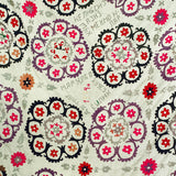 LARGE VINTAGE SUZANI - CREAM AND LILAC FLORAL