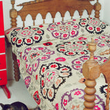 LARGE VINTAGE SUZANI - CREAM AND LILAC FLORAL