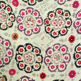 LARGE VINTAGE SUZANI - CREAM AND LILAC FLORAL