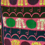 VINTAGE SUZANI - GREEN AND PURPLE ROSES