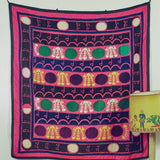 VINTAGE SUZANI - GREEN AND PURPLE ROSES