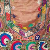VINTAGE SUZANI - PEACH SILK AND CARNATION CLOUDS