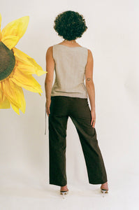 TIE PANTS IN CHOCOLATE