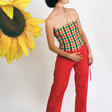 TIE PANTS IN RUBY RED