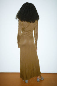 TRIKKO LONG DRESS IN CARAMEL + BROWN