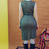 TRIKKO MINI DRESS IN BLUE AND CARAMEL