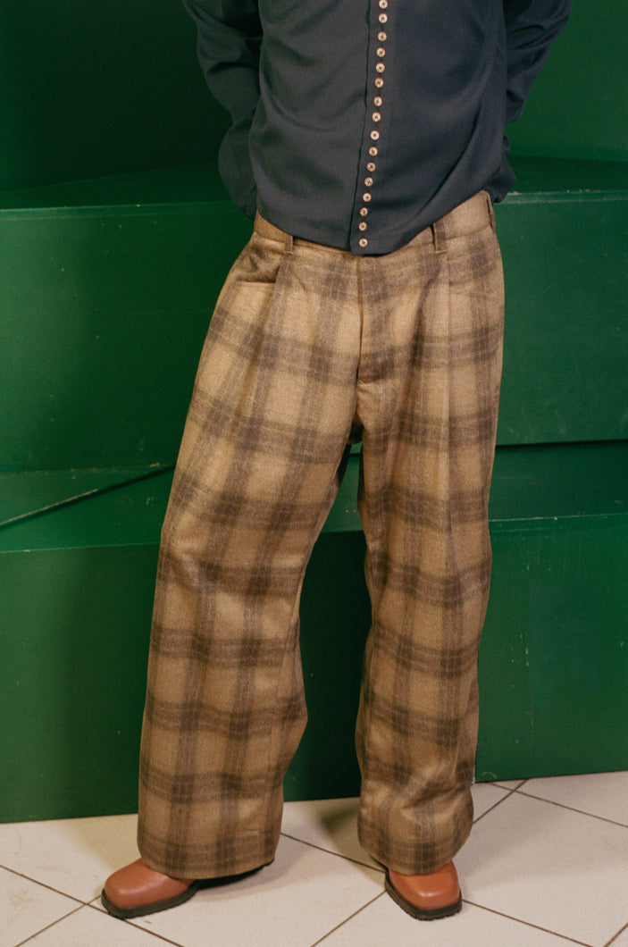 TROUSERS IN YELLOW PLAID WOOL