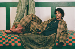TROUSERS IN YELLOW PLAID WOOL