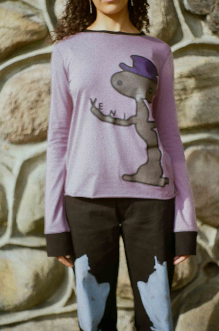 mauve classic cut cotton long sleeve animated tree