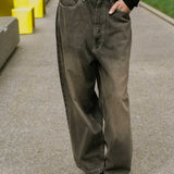 WIDE JEANS IN FADED BROWN