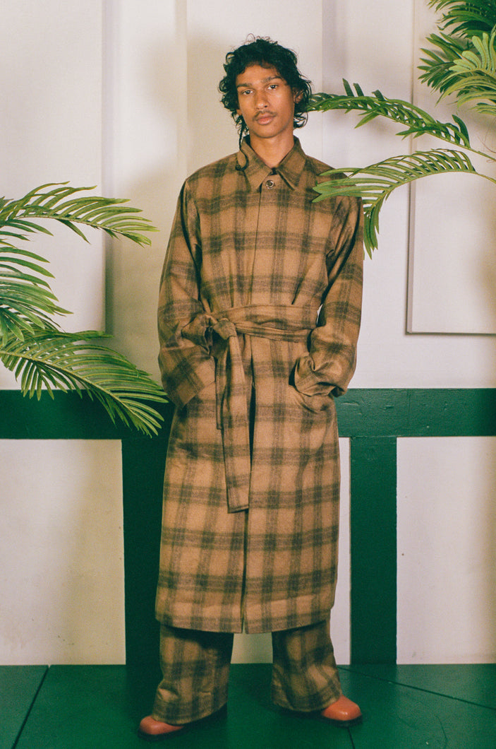 WOOL PLAID COAT IN YELLOW