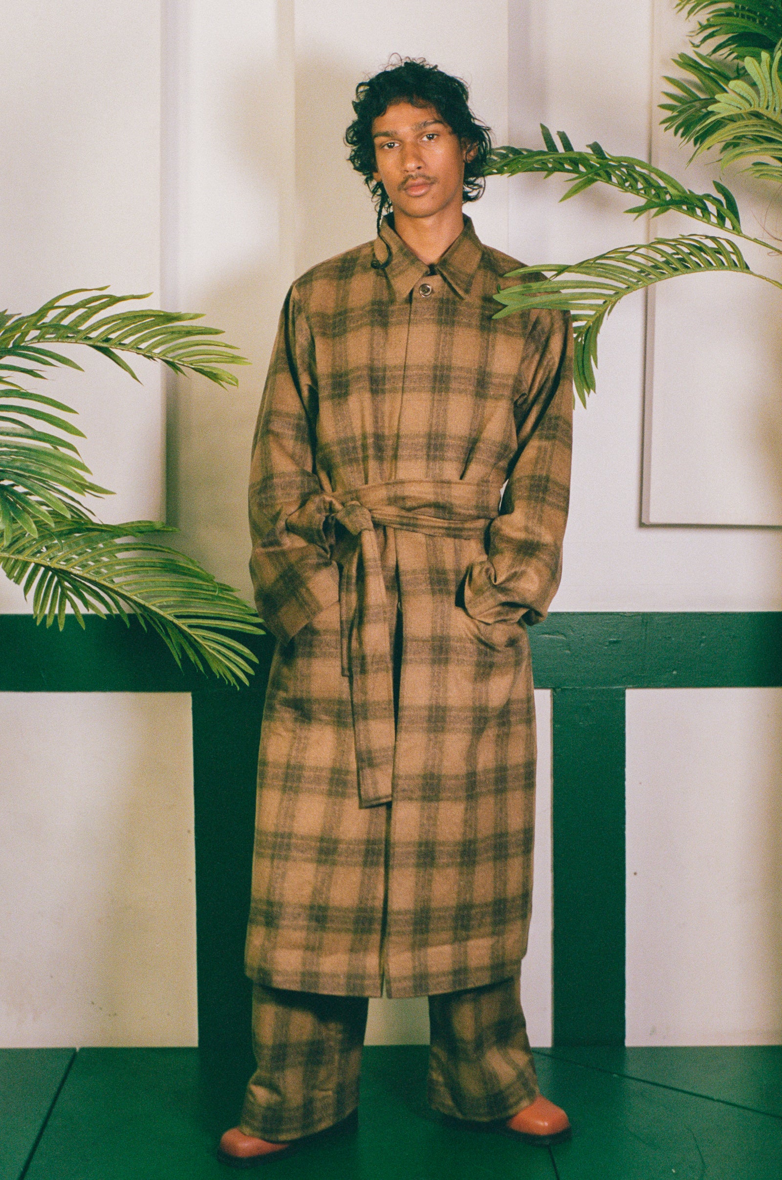 WOOL PLAID COAT IN YELLOW