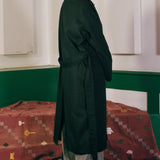 WORSTED WOOL LONG COAT IN BLACK