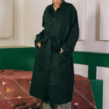 WORSTED WOOL LONG COAT IN BLACK