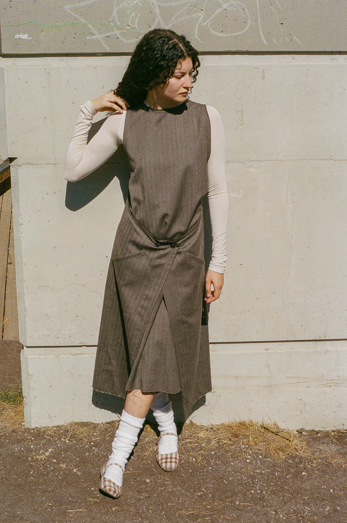 WRAP DRESS IN HERRINGBONE