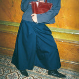 FITTED ZIP JACKET IN PETROL TROPICAL WOOL