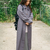 GHULAM COAT IN WORSTED WOOL CHECK PURPLE
