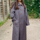 GHULAM COAT IN WORSTED WOOL CHECK PURPLE