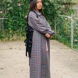 GHULAM COAT IN WORSTED WOOL CHECK PURPLE