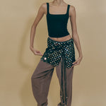 cotton crochet mini skirt with mirrorwork and bells