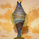 AMBER GLASS FISH VASE