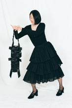 Load image into Gallery viewer, black cotton triple tiered voluminous skirt