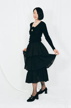 Load image into Gallery viewer, black cotton triple tiered voluminous skirt