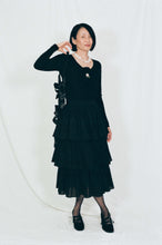 Load image into Gallery viewer, black cotton triple tiered voluminous skirt