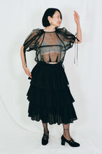 Load image into Gallery viewer, black cotton triple tiered voluminous skirt