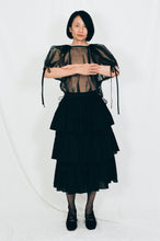 Load image into Gallery viewer, black cotton triple tiered voluminous skirt