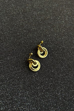 Load image into Gallery viewer, 14k gold plated brass circle charm studs