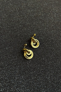 14k gold plated brass circle charm studs