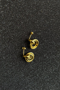 14k gold plated brass circle charm studs